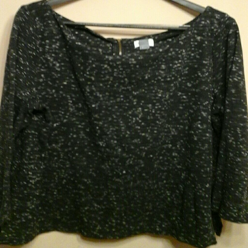 Scooped Neck Black Top with Industrial Zip…